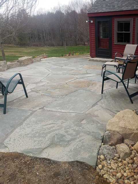 randomly shaped stone patio