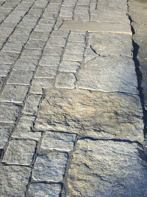 close up view of stone driveway blocks