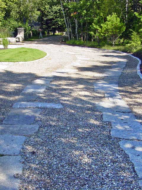 multiple types of stone driveway design